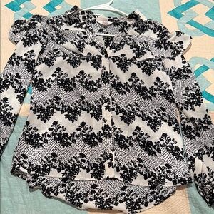 Candie's Black and White Ruffled Sailor Collar Blouse